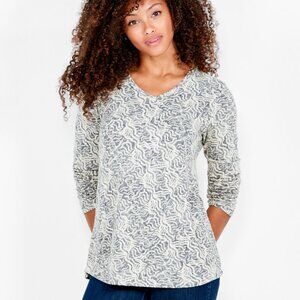NZT Angled Ikat Long Sleeve V-Neck Tee